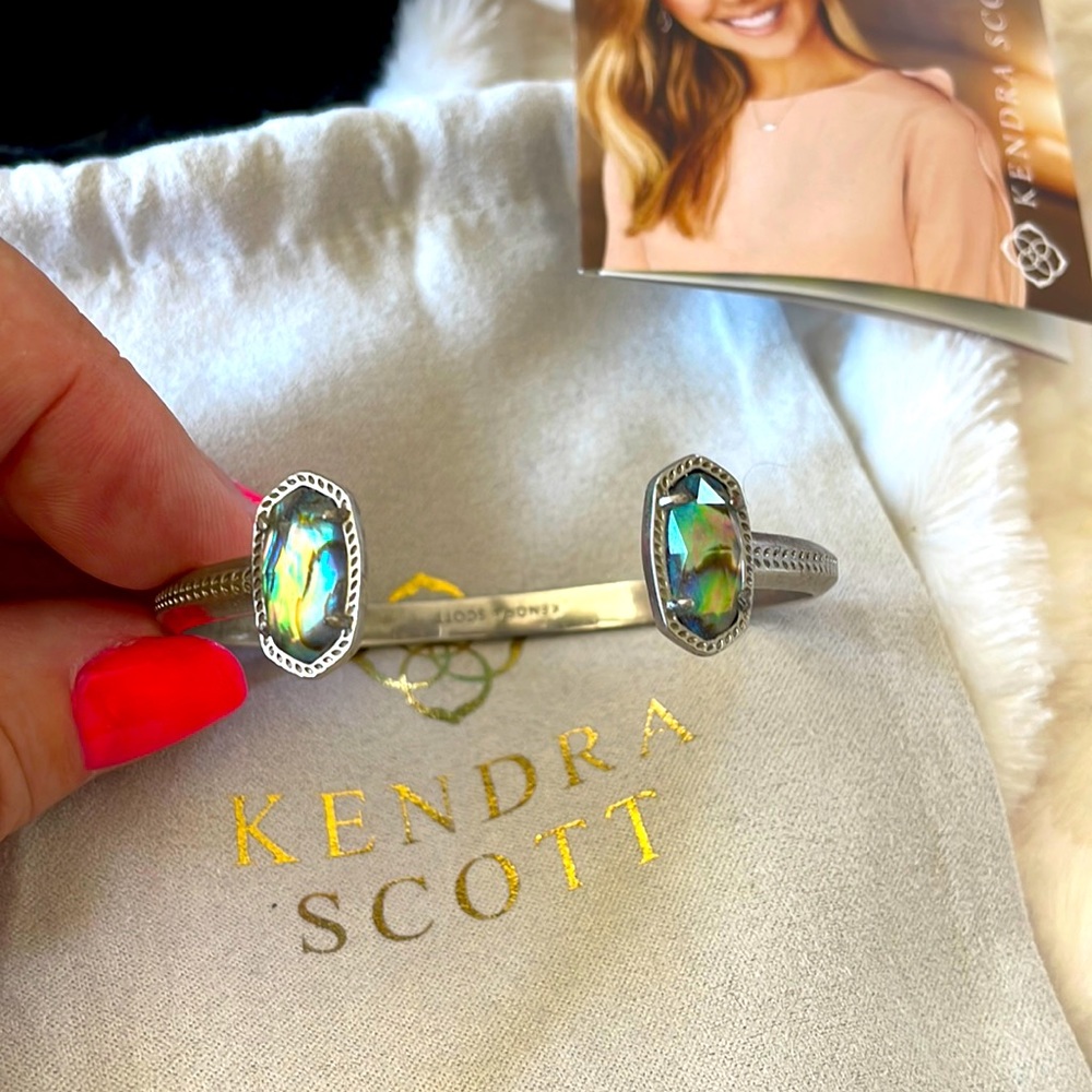 Kendra Scott Elton cuff silver tone with Abalone